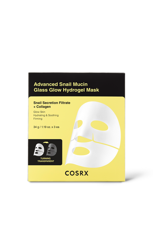 COSRX Mascarilla Hidrogel Snail Mucin Glass Glow, paquete de 3 piezas