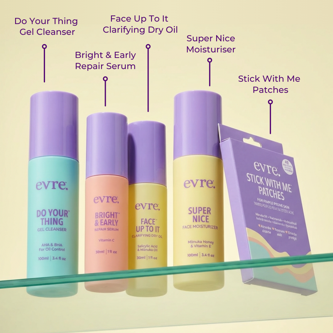 evre. Essential Skincare Edit kit de rutina facial de cuatro pasos